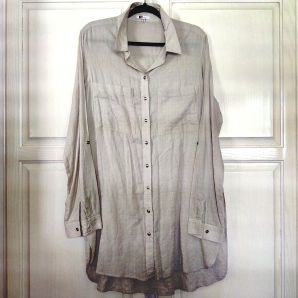 NYDJ Olive Trousers, Kut from Kloth Khaki Tunic, Floral Vest, 3 Piece, Sz XL-2X - Picture 9 of 15